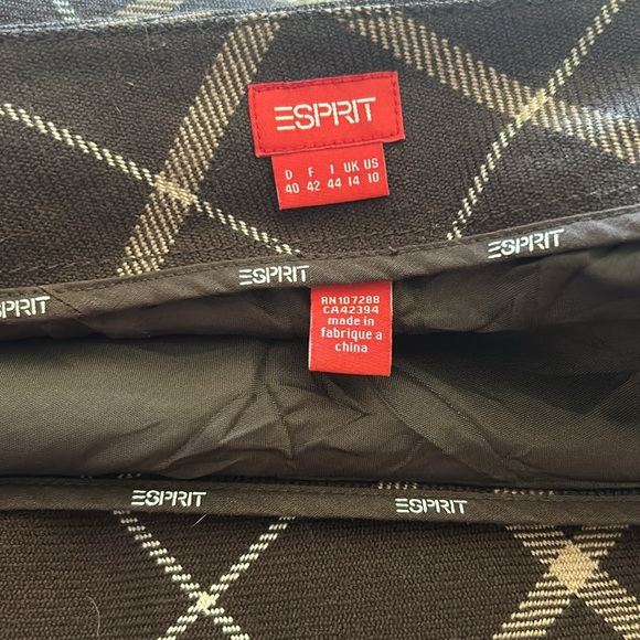 Brown Plaid Wool blend Mini Skirt - Picture 2 of 4